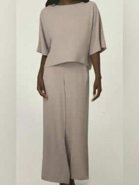 Adrianna Papell Grey Wide Leg 2 Piece Set w/Pockets Small NWT